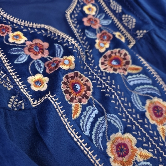New Bohera Embroidered Blue Blouse Sz L - Picture 5 of 9